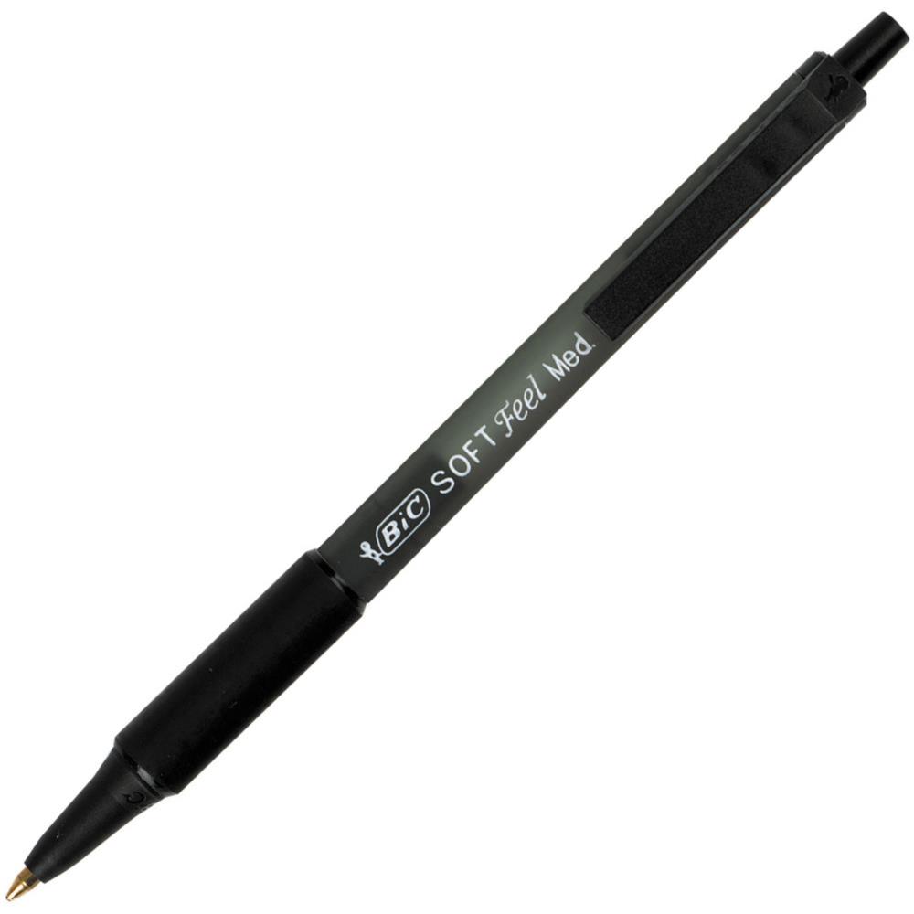 Stylo  bille Bic Soft Feel Clic - pointe moyenne rtractable - encre noire - corps caoutchouc anti-fatigue