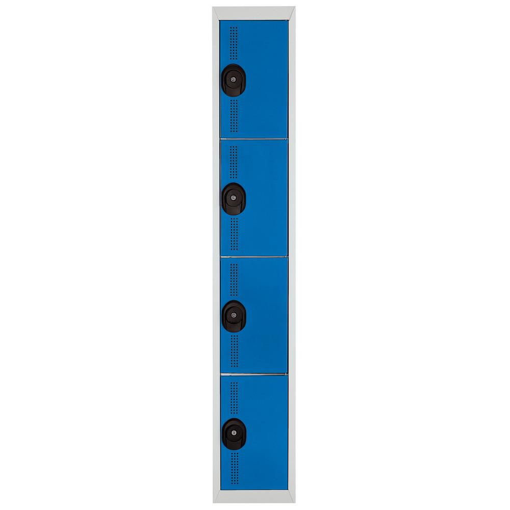 Vestiaire Colorama - 4 casiers - 1 colonne - corps gris - portes bleues