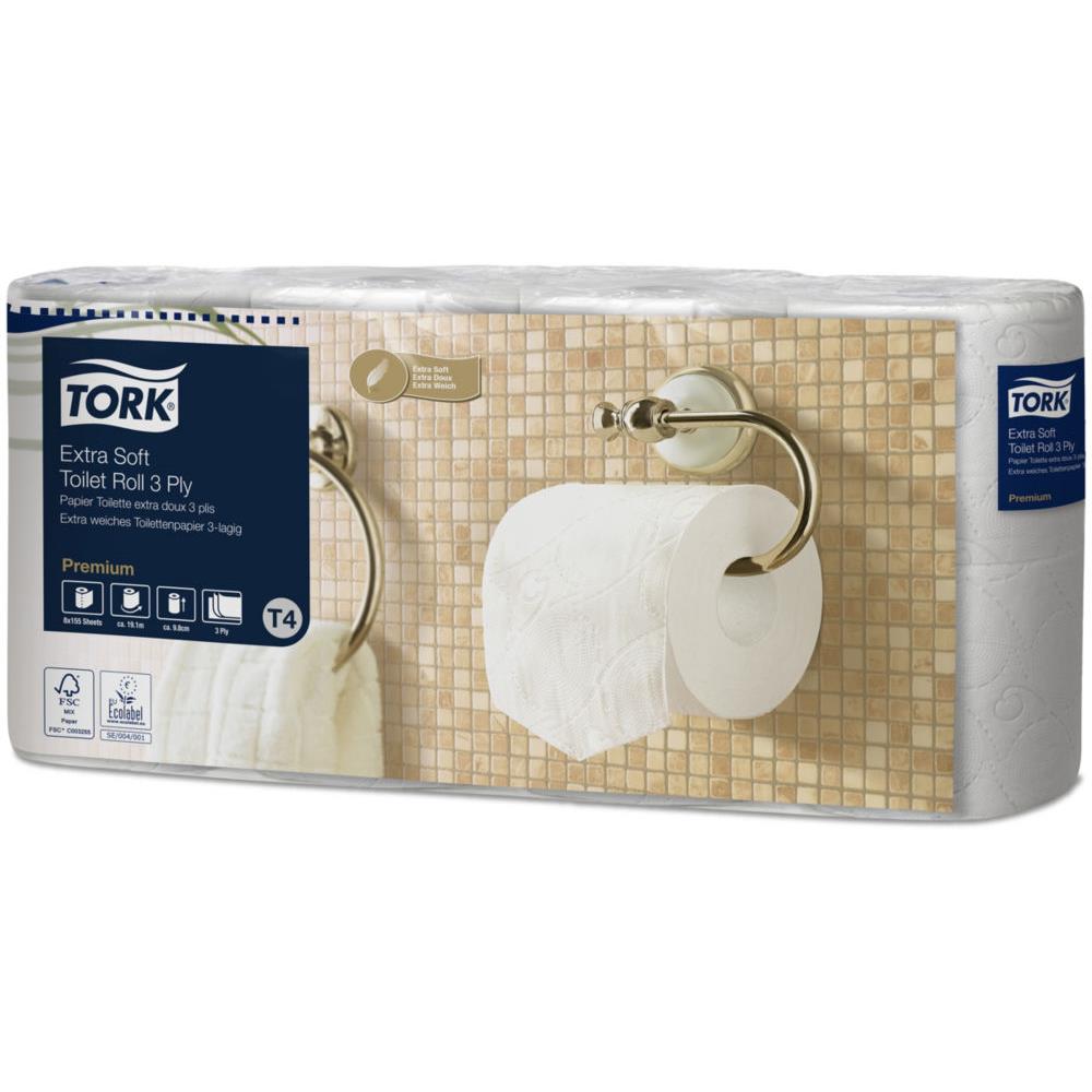 Papier toilette Tork - triple paisseur - extra doux - rouleau de 155 feuilles - blanc  - pour TORK T4