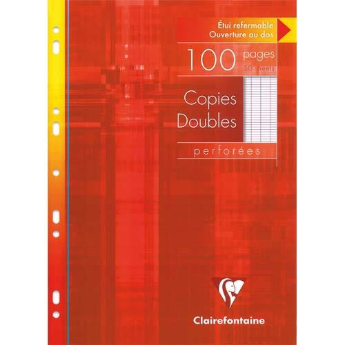 Copies doubles perfores Clairefontaine -  blanche 21 x 29.7cm - 100 pages grands carreaux - 90g - Sous tuis carton