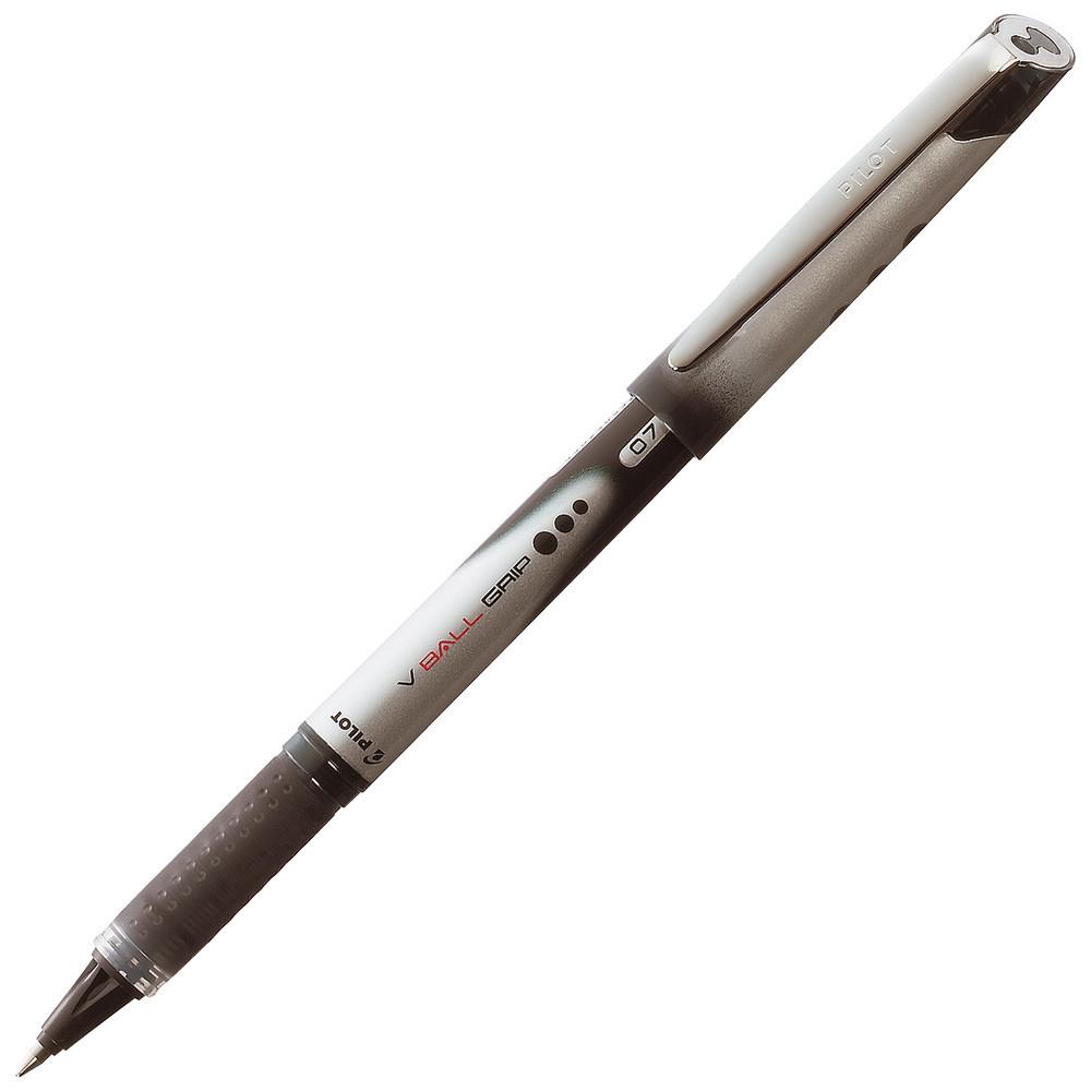 Stylo roller Pilot V-Ball Grip - pointe mtal - 0.7 mm - encre liquide noire + grip confort