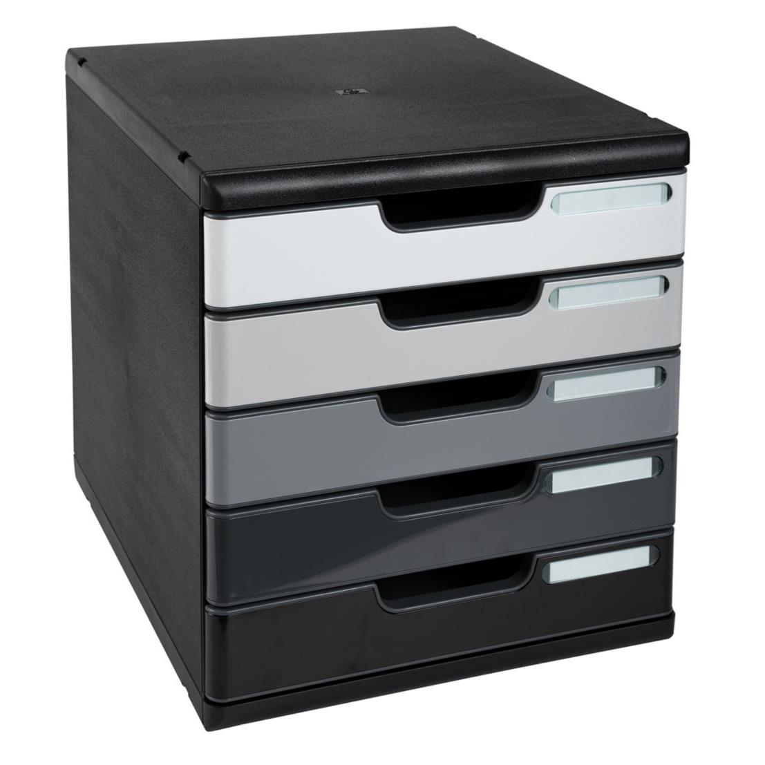 Module de classement 5 tiroirs Le Dauphin Modulo A4 - Noir - Faades assorties grises