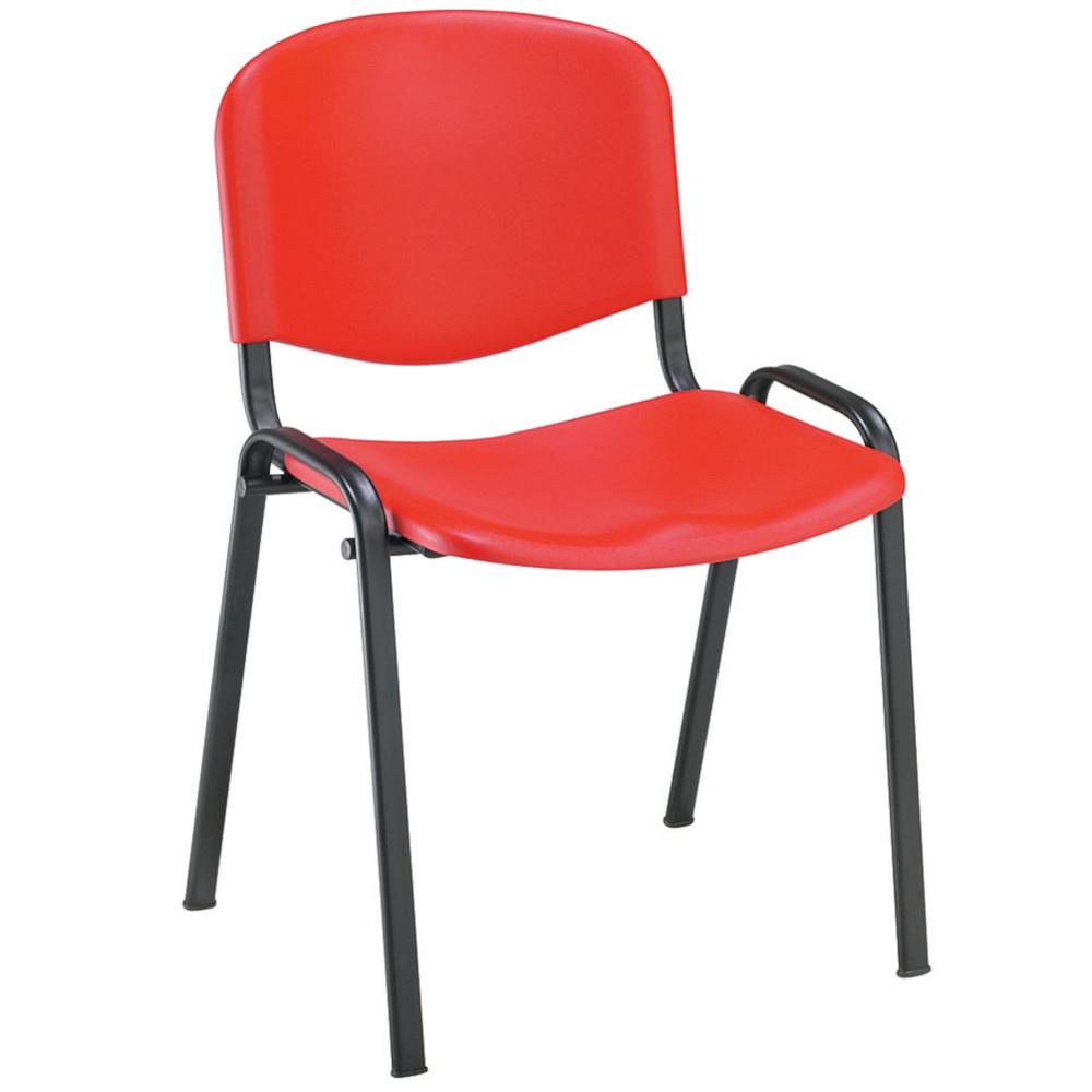 Chaise collectivit�s One - polypropyl�ne - rouge - pieds m�tal noirs