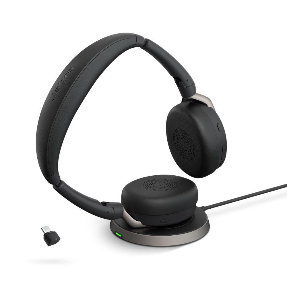 Casque sans fil Bluetooth USB-C + socle Jabra Evolve2 65 Flex MS Stro - Noir