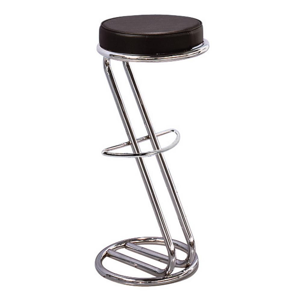 Tabouret Apollon imitation cuir- noir et chrom - 83 cm de hauteur