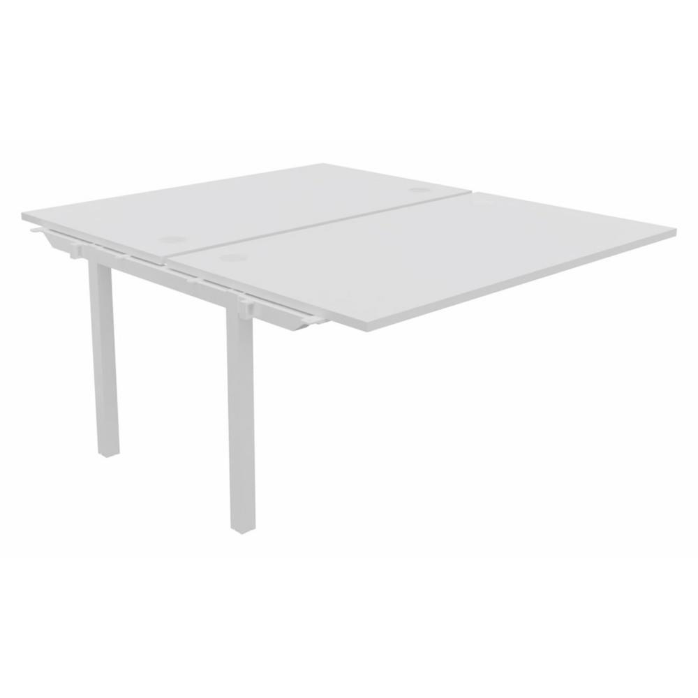 Bureau bench 2 postes Osmose suivant L140 x P163 cm Plateaux Blanc Pieds mtal Blanc