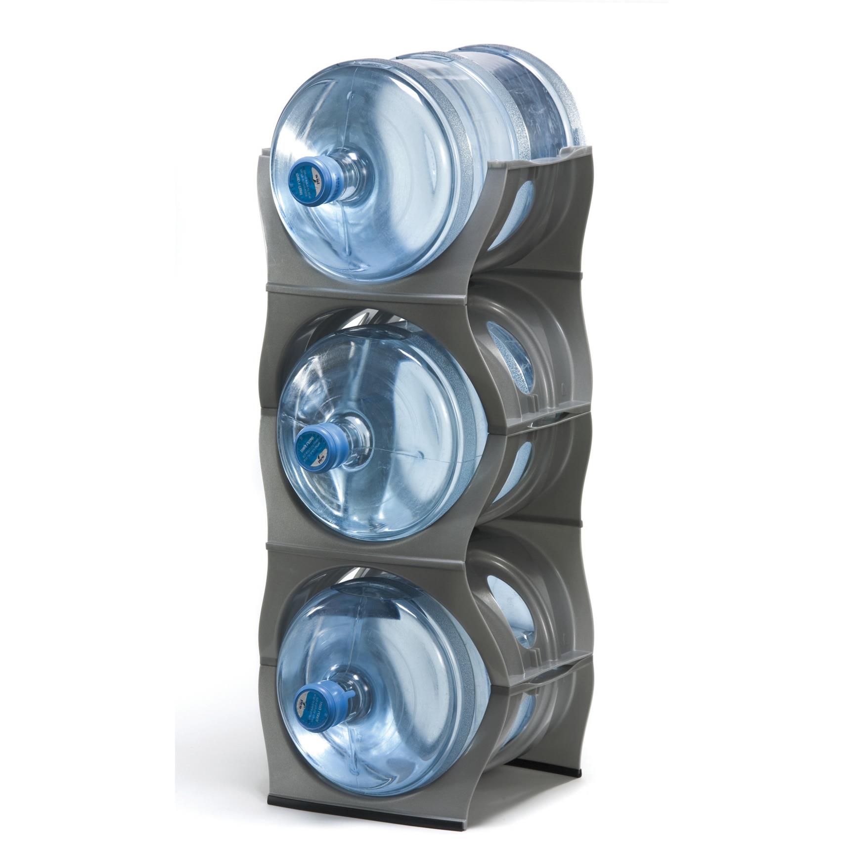 Rack de stockage pour bonbonnes d'eau en polypropylne gris - kit pour 3 bonbonnes