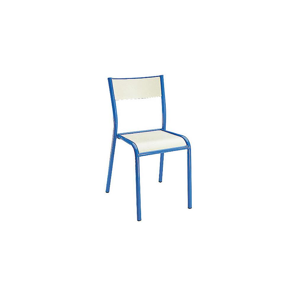 Chaise bois - couleur sable - pied finition bleu