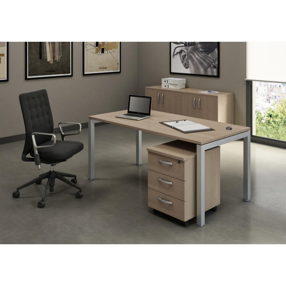 Bureau Java 160 x 80 cm  Plateau Ch�ne Pi�tement Arche Aluminium