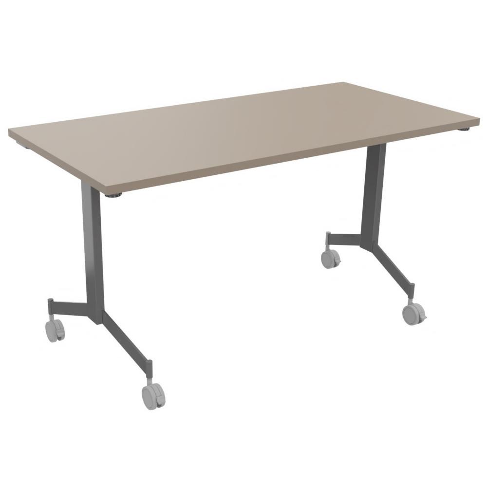 Table basculante  roulettes L140 x P70 cm - Plateau Argile pieds Aluminium