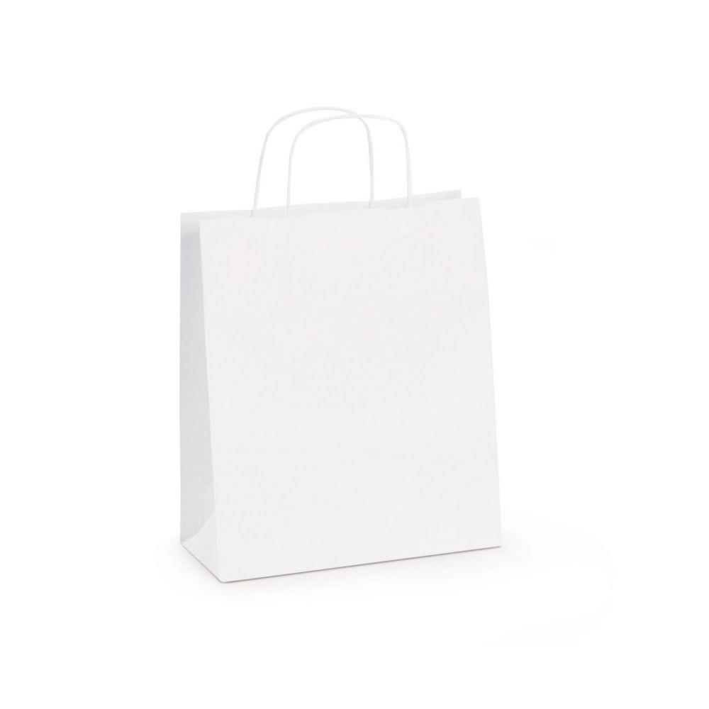 Sac kraft  poignes torsades Raja - l.24 x H.34 x soufflet 8 cm - Blanc