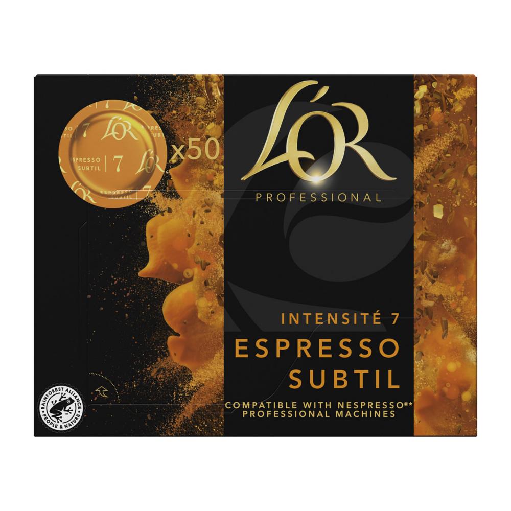 Espresso subtil capsule disc de caf L'Or Professional - pour machine compatible Nespresso Pro - intensit : 7 - bote de 50