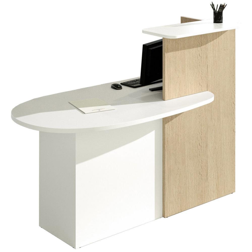 Banque d accueil Gloom comptoir � droite - Bicolore Blanc , Ch�ne