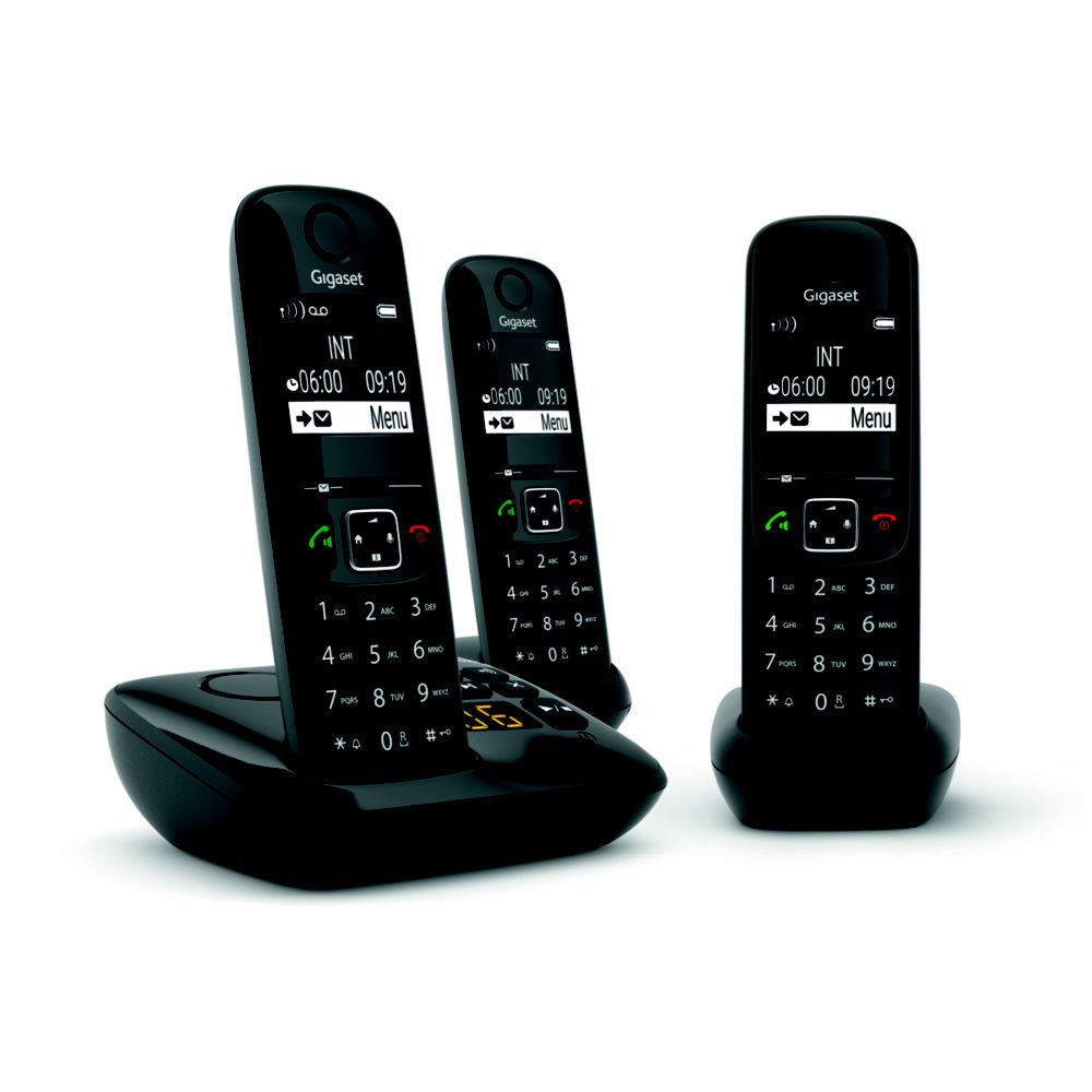 Gigaset as690a trio tlphone analog/dect noir