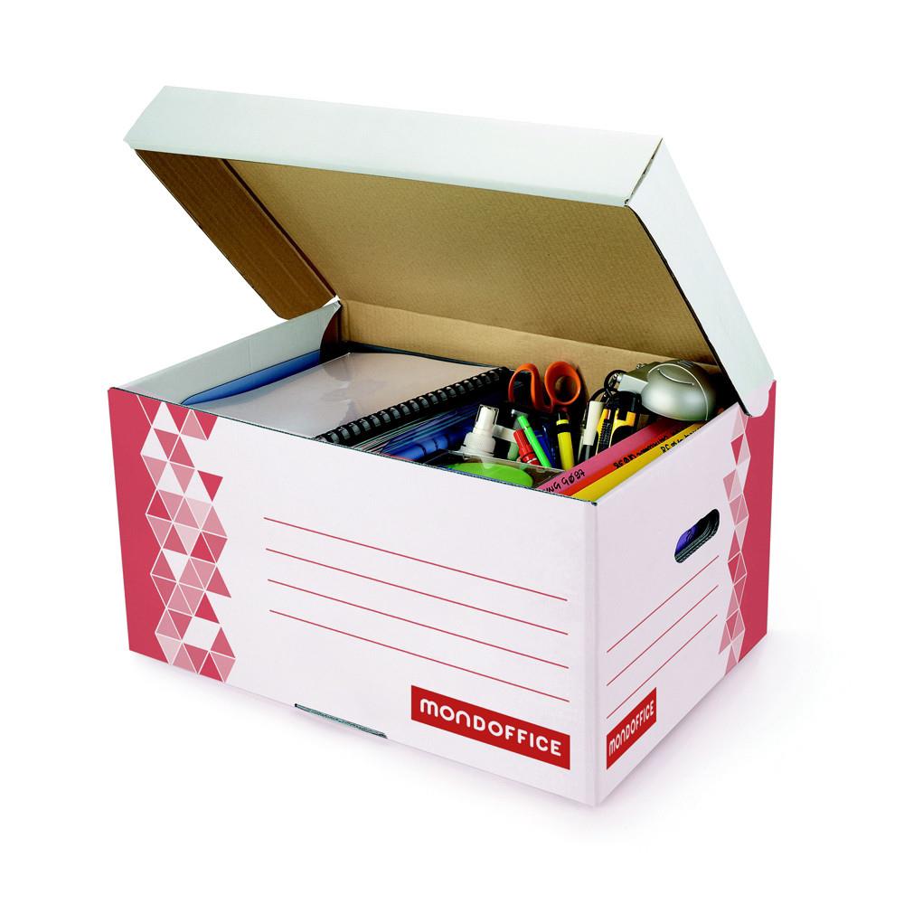 Caisse archives Mondoffice Premium - L.54 x P.36 x H.26 cm - Rouge - Lot de 10