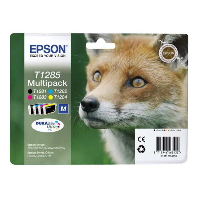 Cartouches pour imprimantes - Epson fox multipack "renard" (t1285) - encre durabrite ultra n, c, m, j