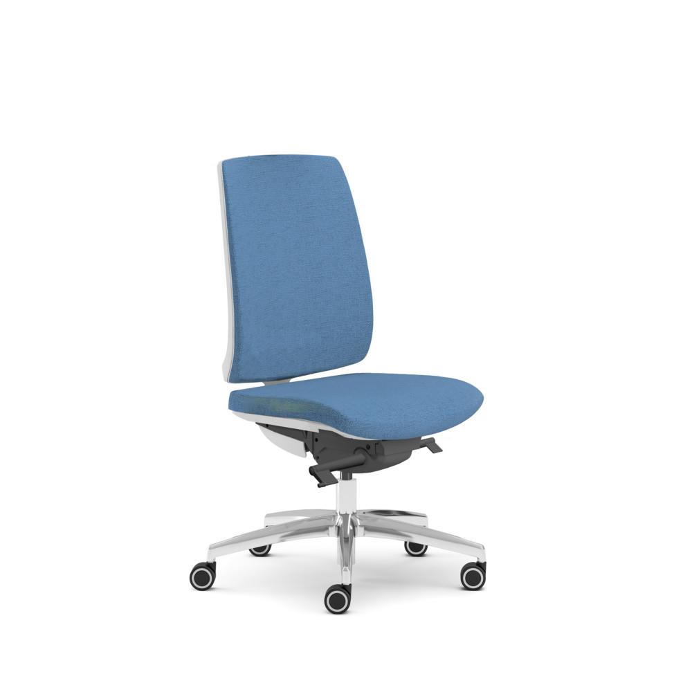 Si�ge de bureau Windsor Blanc pi�tement alu , tissu Bleu