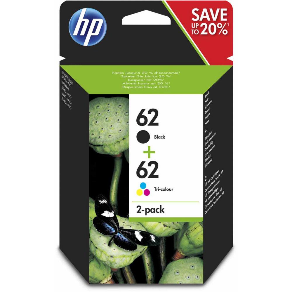 Cartouches pour imprimantes - Hp 62 pack de 2 cartouches authentiques d'encre noire / trois couleurs