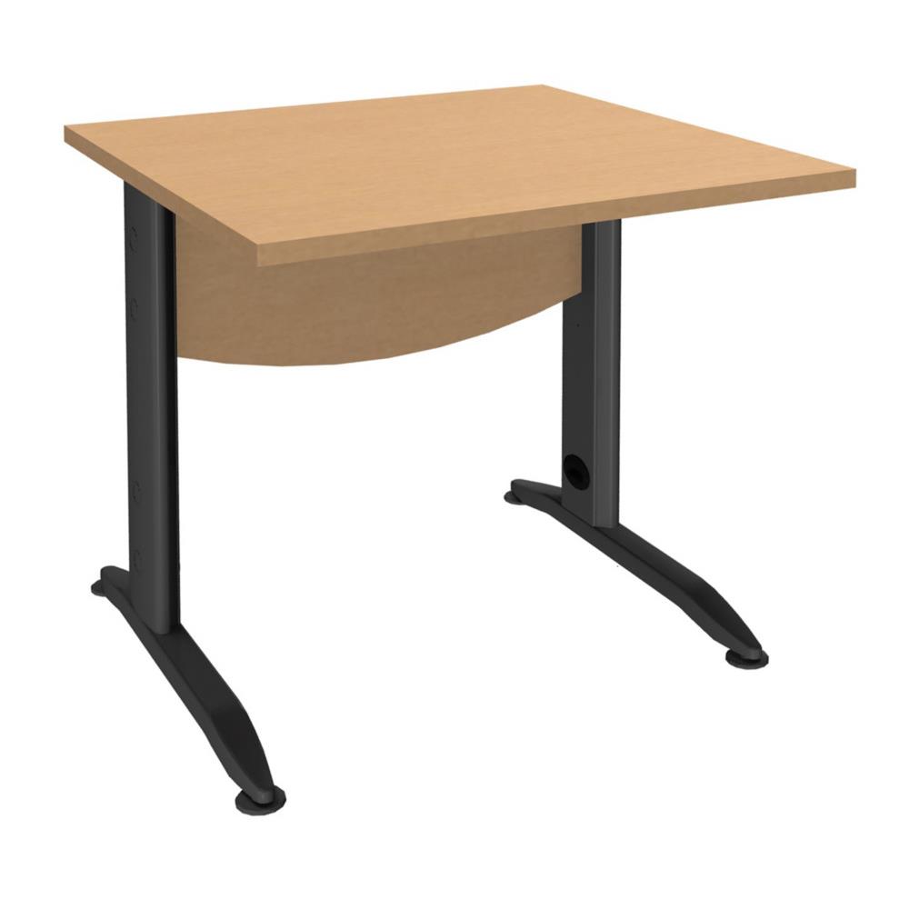 Bureau droit Impact m�tal - L 80 x P 80 cm - plateau h�tre - pieds L anthracite