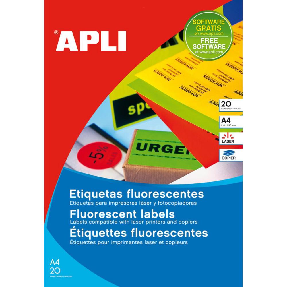 Etiquettes jaunes fluo pour imprimante laser et copieur APLI 2874 99,1 x 67,7 mm - Pochette de 160