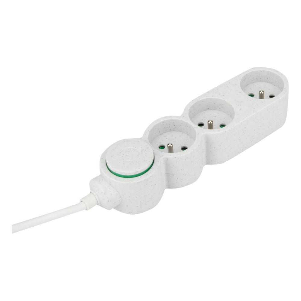 Bloc multiprises 3 prises 16A Zenitech - Cble 1,5 m - Blanc