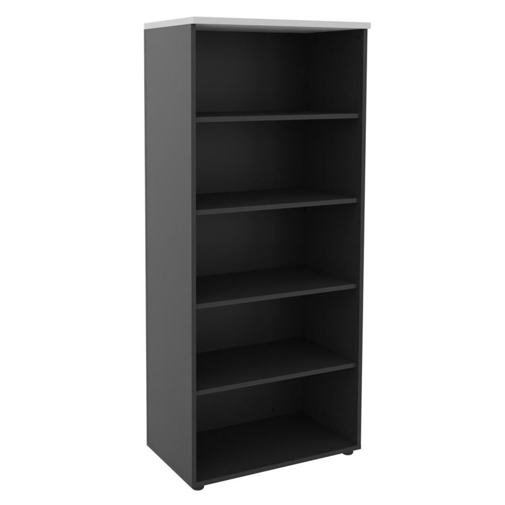 Meuble haut sans portes H 180 cm  corps Anthracite - Top de finition Blanc
