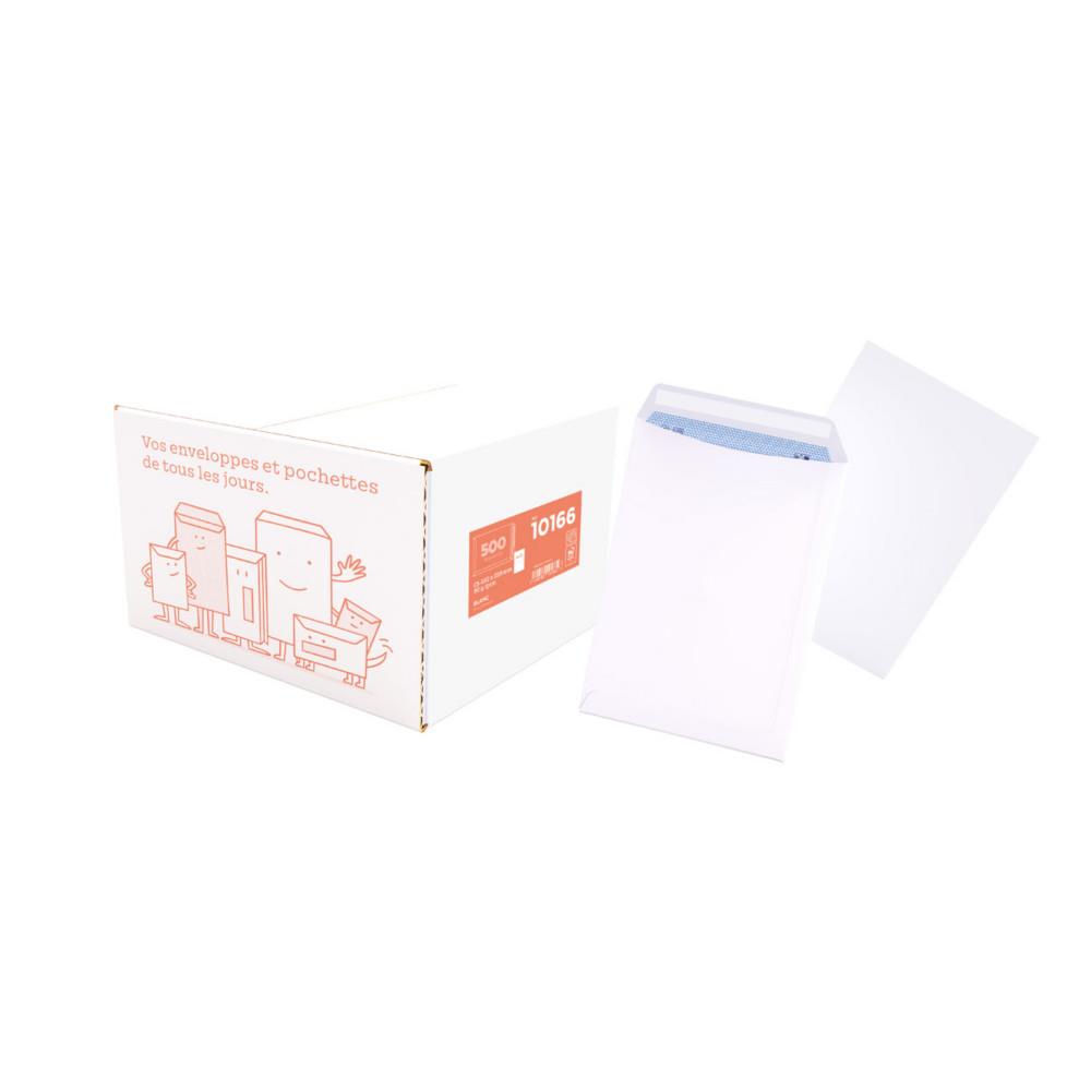 Enveloppe blanche C5 - 162 x 229 mm 90g sans fen�tre - Autocollante bande protectrice - Lot de 500