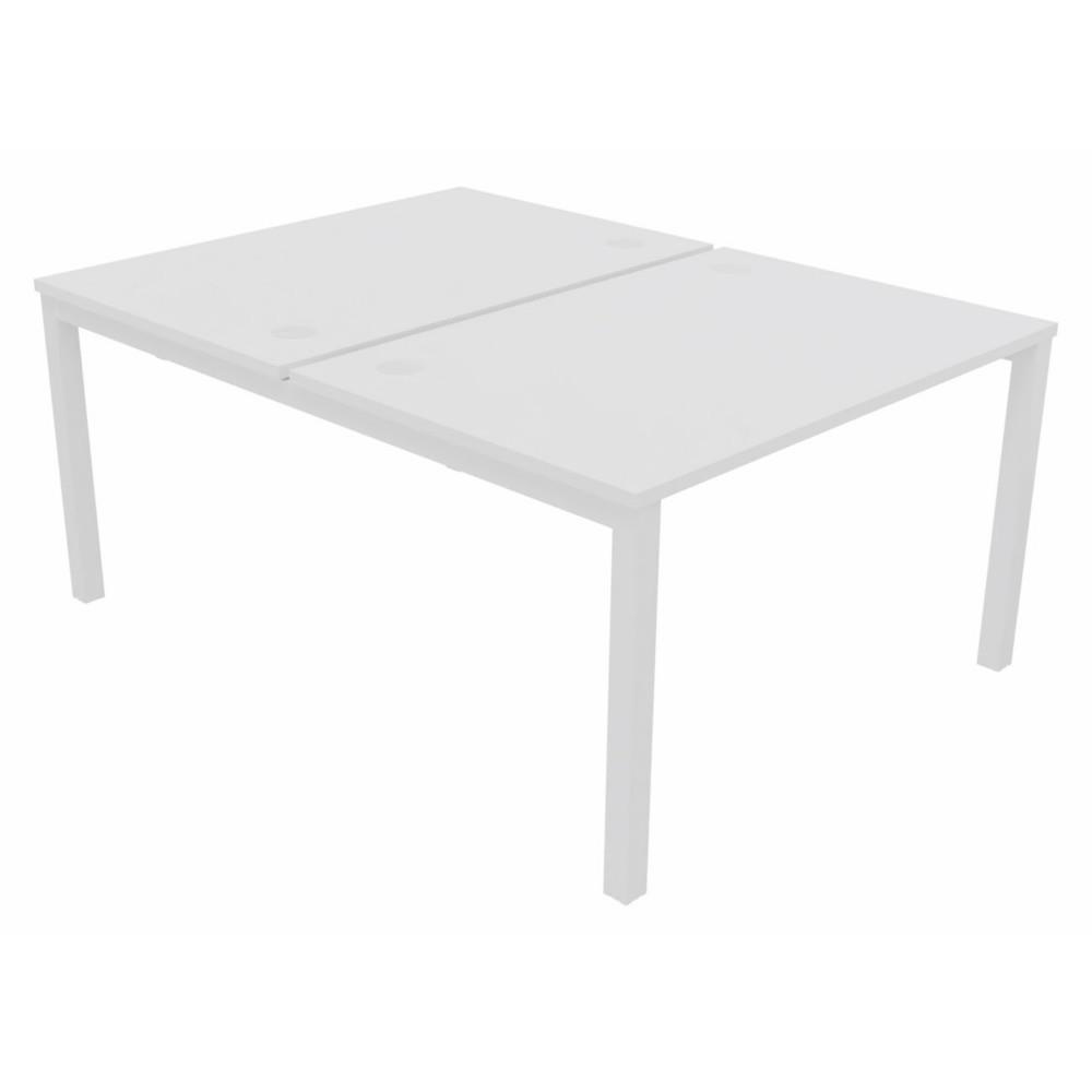Bureau bench 2 postes Osmose d�part L120 x P163 cm Plateaux Blanc Pieds m�tal Blanc