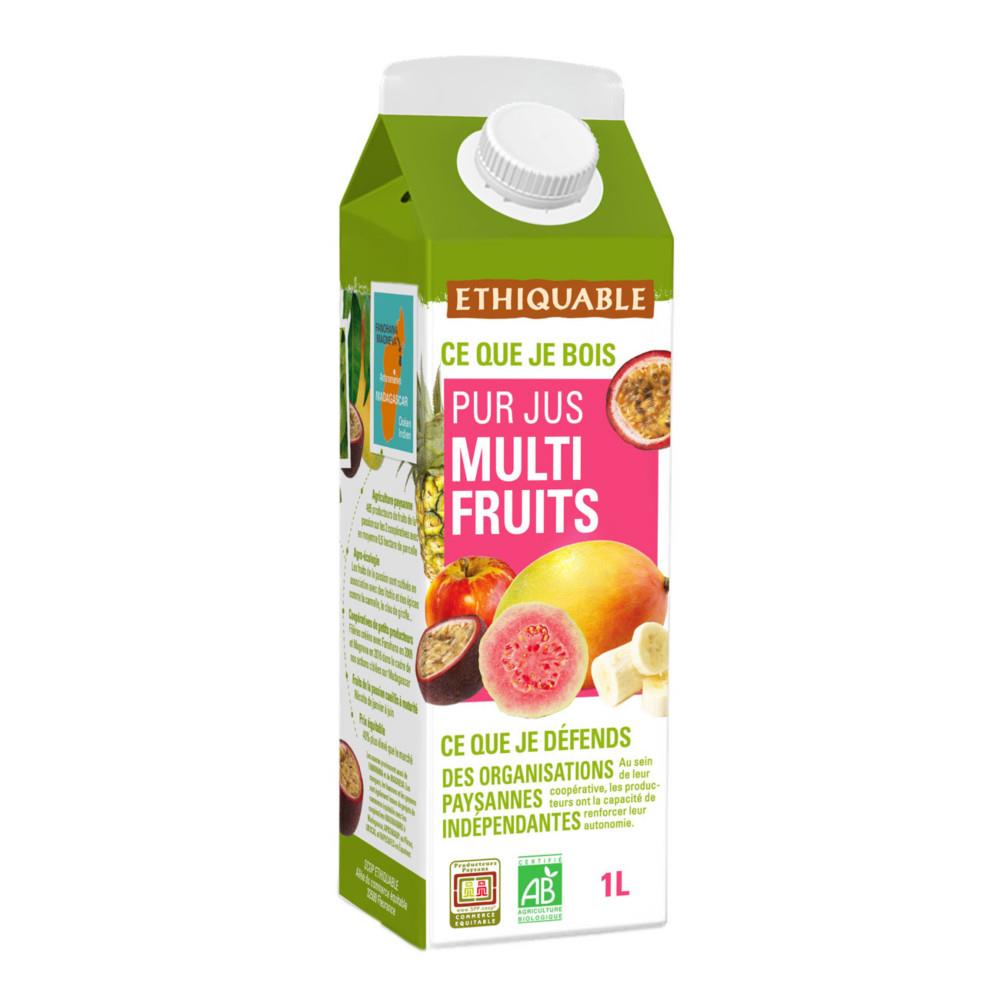 Pur Jus multifruits Bio Ethiquable - Lot de 8 briques 1L