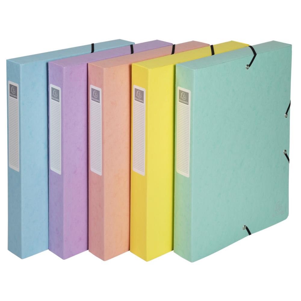 Bote de classement A4 Exacompta Aquarel en carte lustre Dos 4 cm - Assortis pastel