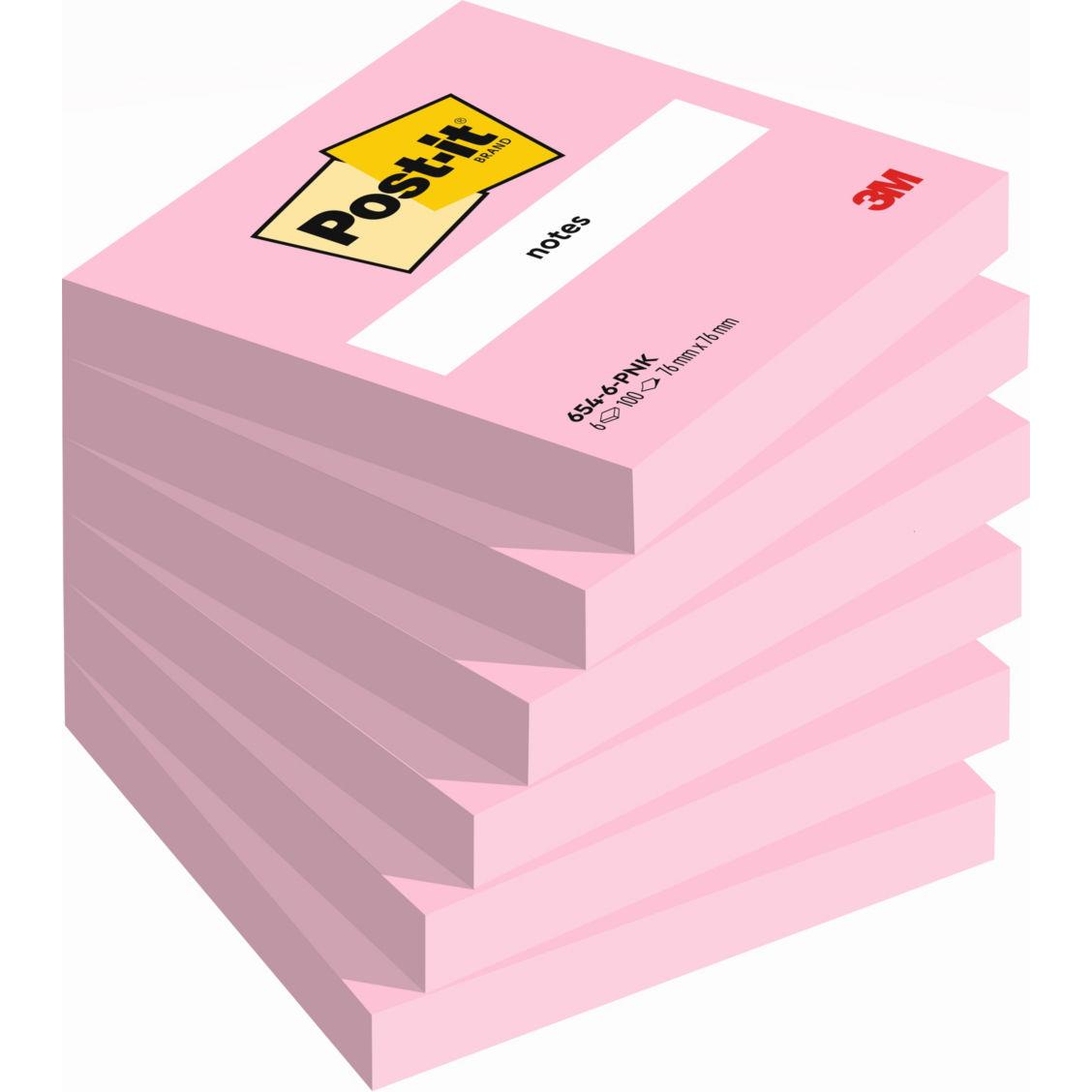 Notes repositionnables Post-it 76 x 76 mm rose flamingo - 6 blocs de 100 feuilles