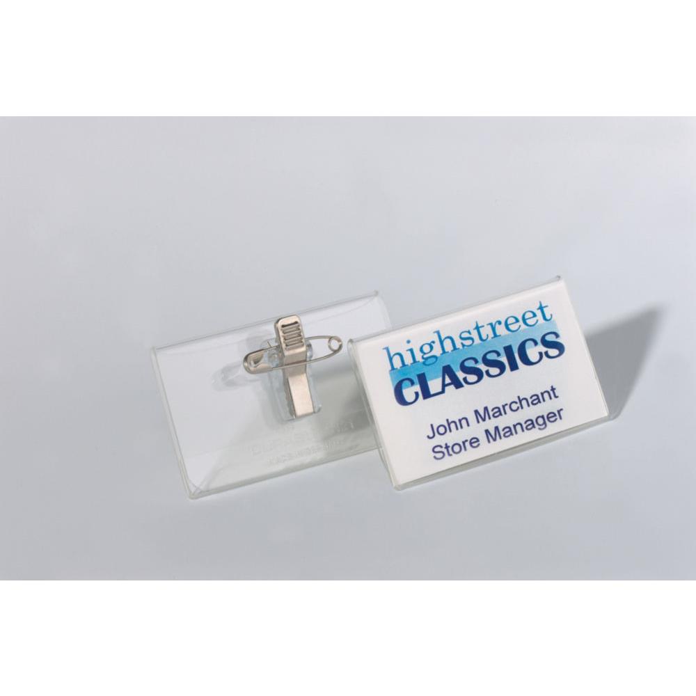 Badge combi Durable - 40 x 75 mm - Transparent - paquet 50 units