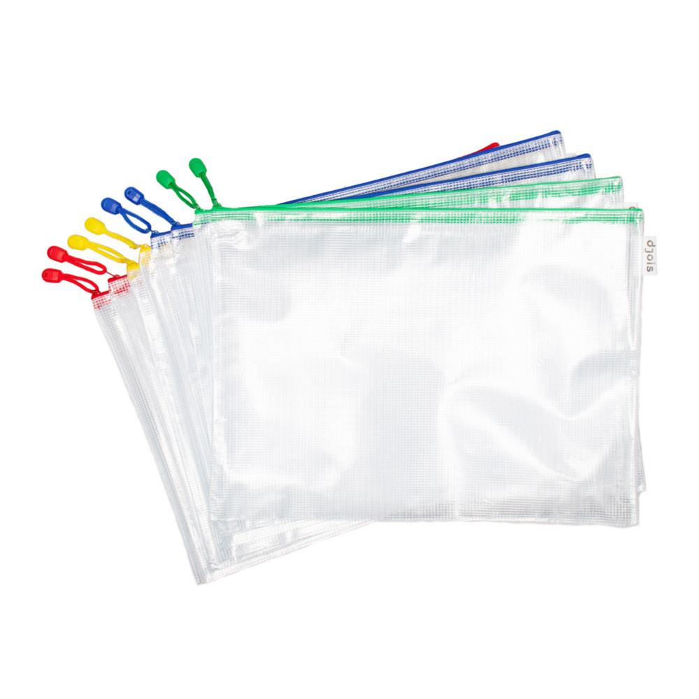 Lot de 8 Pochettes Djois PVC de rangement Zipper � fermeture �clair - Ind�chirable - format A3 - Assortis