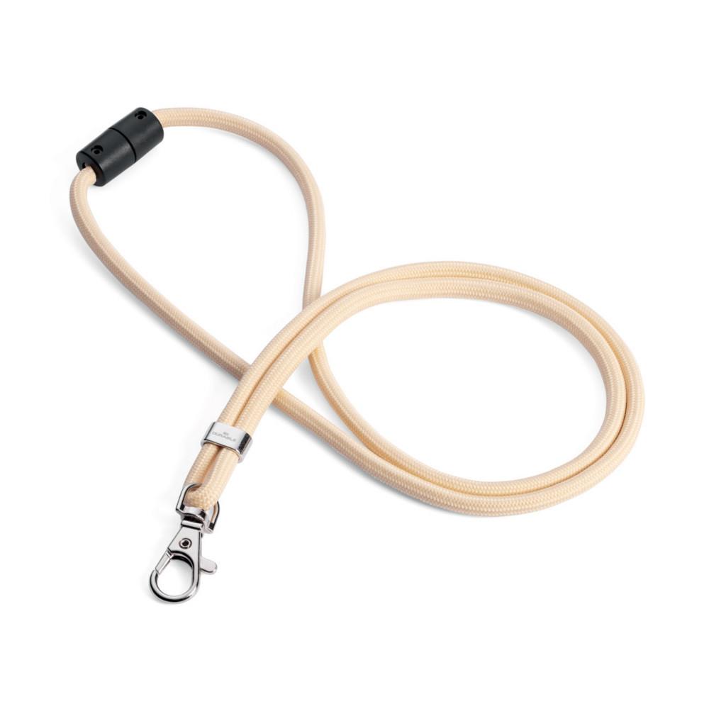Cordon Textile Durable 80 % recycl� avec fermeture de s�curit� et mousqueton - Bo�te de 10 - Beige
