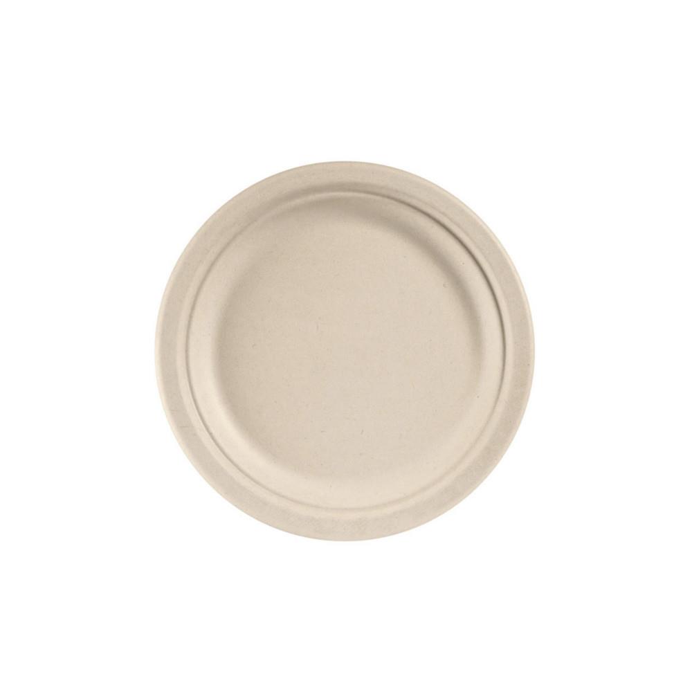 Assiette en carton de 22 cm - Marron - Lot de 50