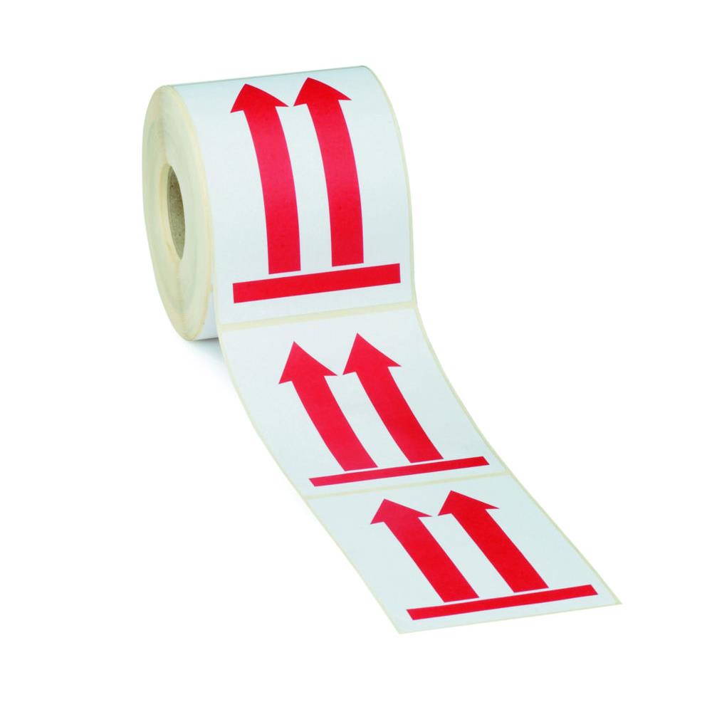 Etiquette adhsive pr-imprime - 2 flches rouges vers le haut - 1000 tiquettes 9 x 13 cm (carton 1000 units)