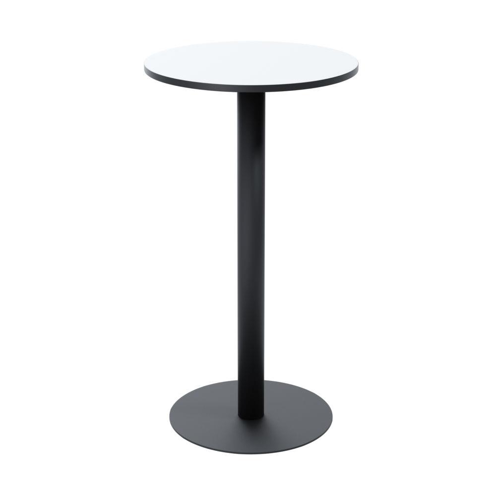 Table haute de restauration ronde Paperflow Mezzo plateau stratifi Blanc D.60 cm ht 100 cm - Pied central en acier Noir