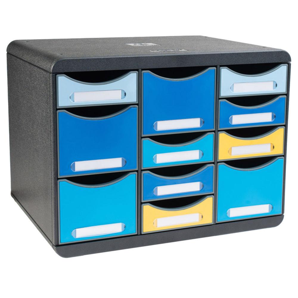 Module de classement  tiroirs Exacompta StoreBox Multi Bee Blue 11 tiroirs - Couleurs assorties