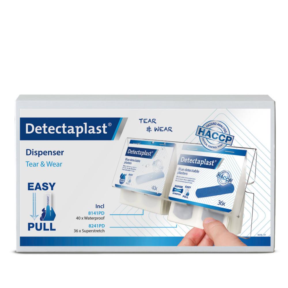 Distributeur universel Detectaplast de pansements Tear & Wear - HACCP - 1 paquet 36 pansements Super Stretch + 40 Waterproof