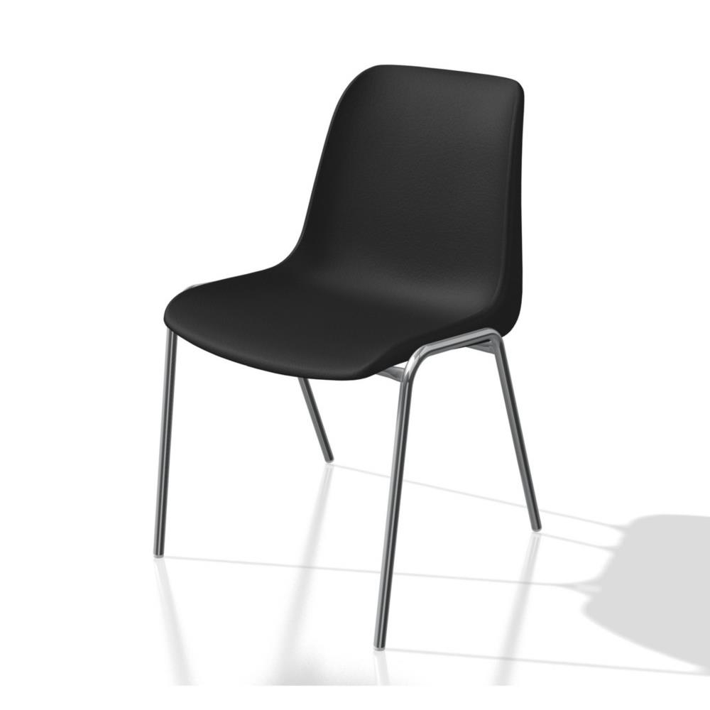 Chaise collectivit coque universelle - polypropylne - noir - pieds mtal chroms