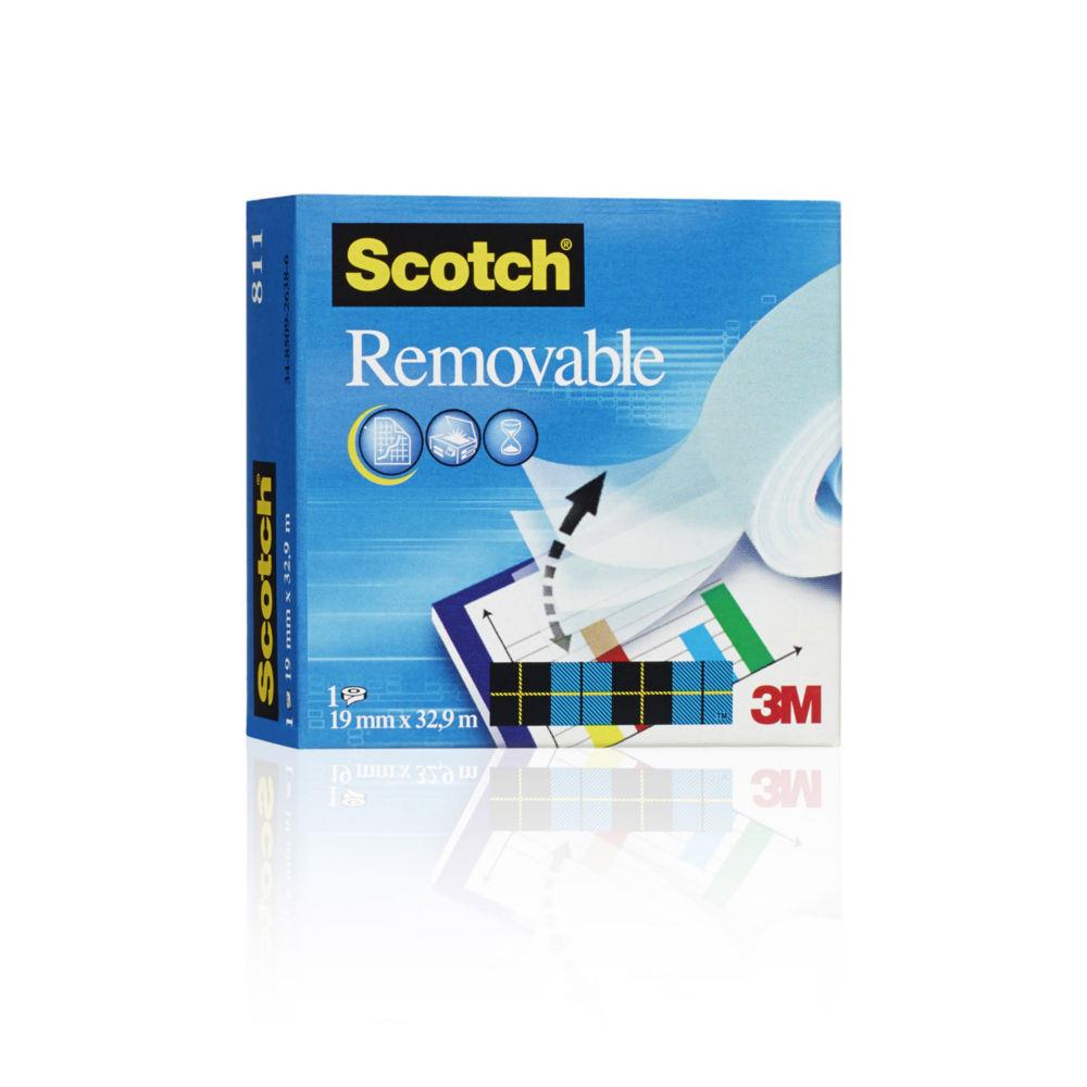 Ruban adhsif repositionnable Scotch Magic Tape - 19 mm x 33 m - en boite