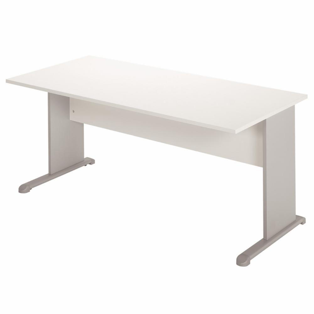 Bureau droit Pulse Tendance - L140 x P80 cm - plateau blanc - pieds L aluminium