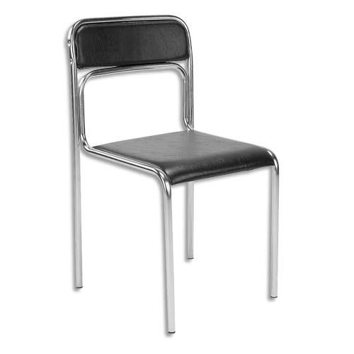 Chaise de conf�rence ASCONA - simili cuir noir - 4 pieds chrom�s