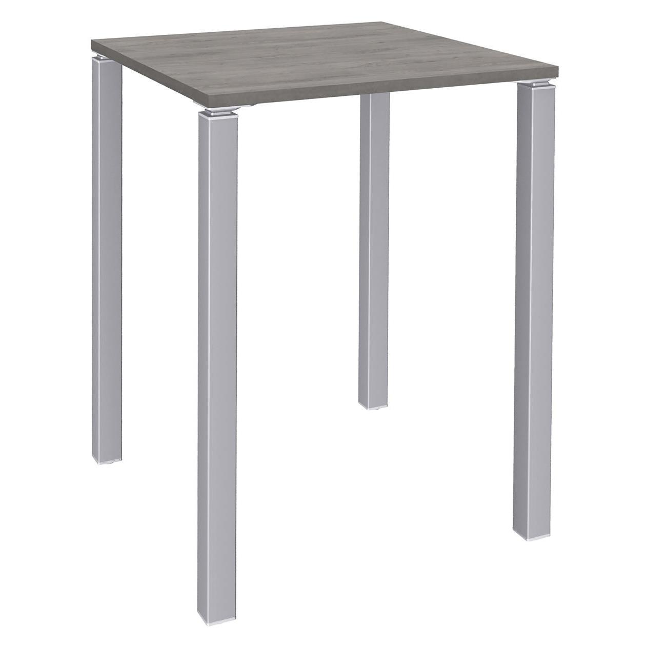Table Lounge 80 x 80 cm - hauteur 105 cm - plateau ch�ne gris - 4 pieds aluminium