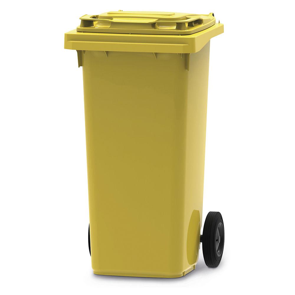 Conteneur poubelle mobile 2 roues Vepa Bins - 120 litres prise frontale - Jaune