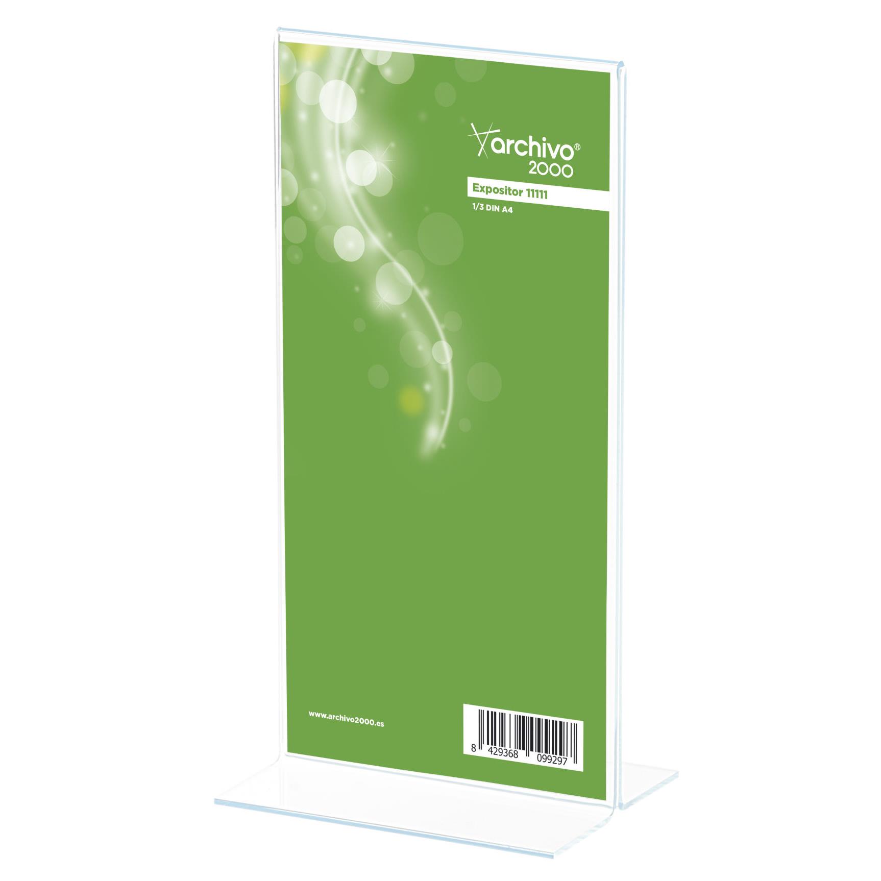 Prsentoir de document vertical - double face - format 1/3 de A4 - transparent