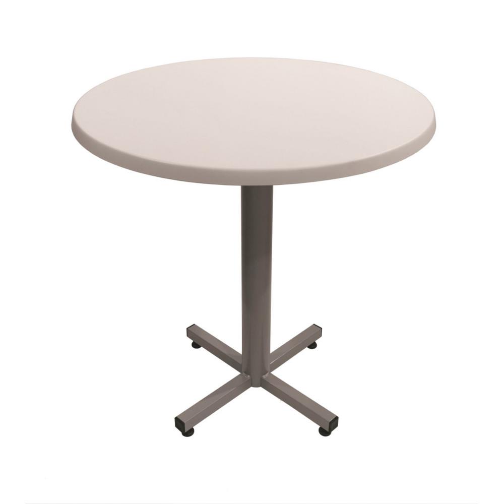 Table Brown plateau rond 70cm Blanc - Pied central Aluminium