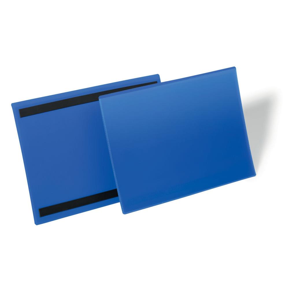 Pochettes logistiques magn�tiques Durable - format A4 - paysage 297 x 210 mm - bleu - Bo�te de 50
