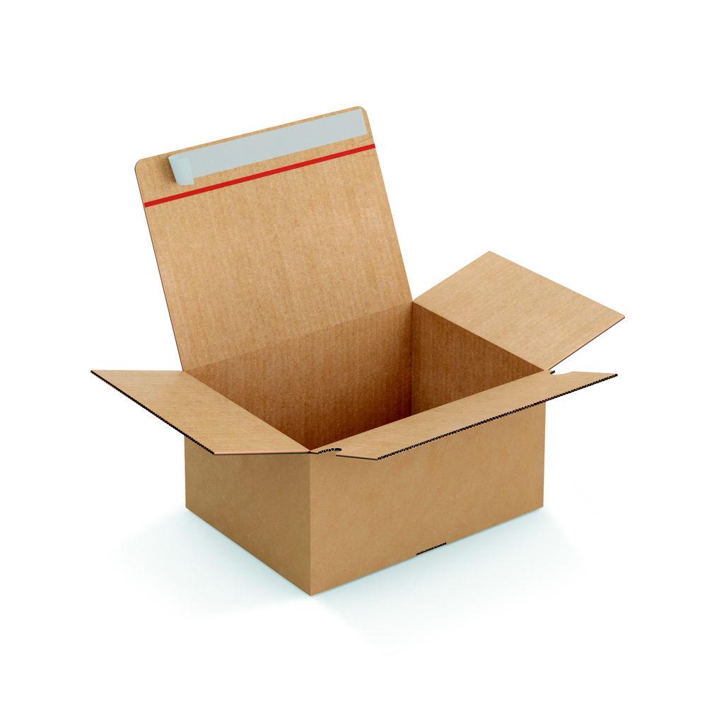 Caisse  montage instantan et fermeture adhsive en carton simple cannelure brun - L.int. 31 x l.23 x H.16 cm - Lot de 20