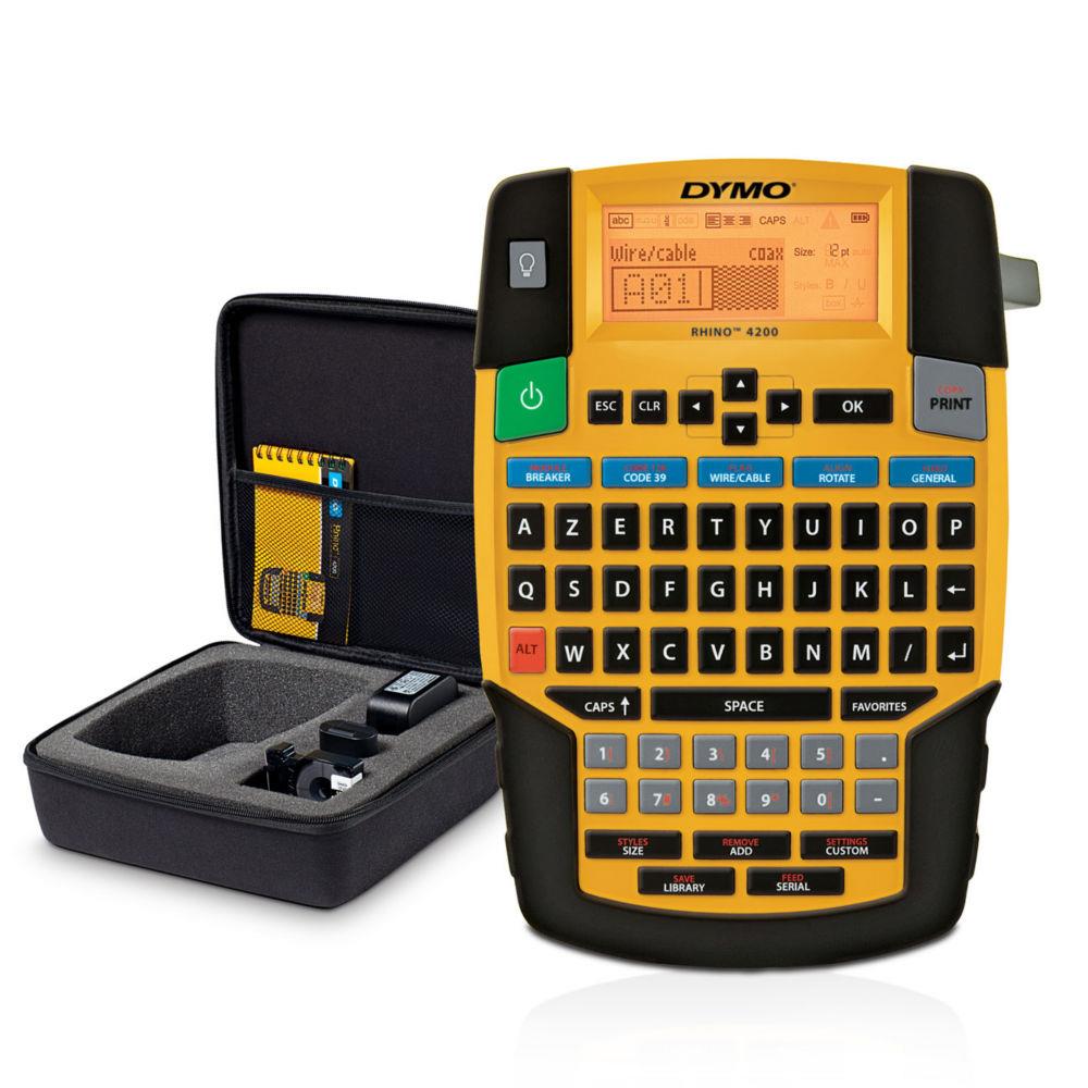 Pack Etiqueteuse Pro Dymo Rhino 4200 clavier Azerty avec adaptateur secteur et malette